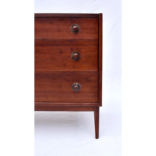 Founders Furniture Company Mid Century Walnut Three Drawer Bachelors Chest by Jack Cartwright For Sale - Image 4 of 11