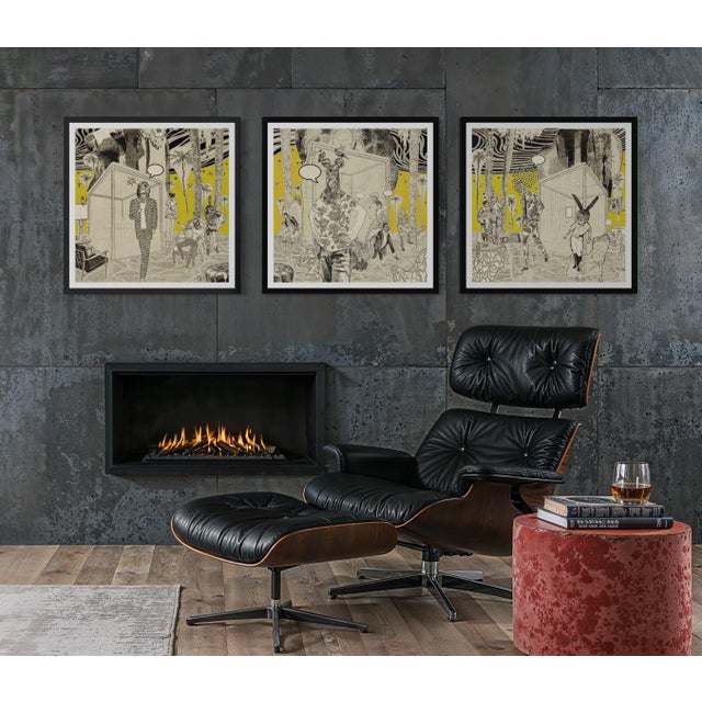 2020s Good Night Hotel Triptych by Steve Moors, 95"x31" Framed For Sale - Image 5 of 18