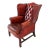 1970s Scandinavian Mid Century Chippendale-Style Cognac Leather Wingback Chair For Sale