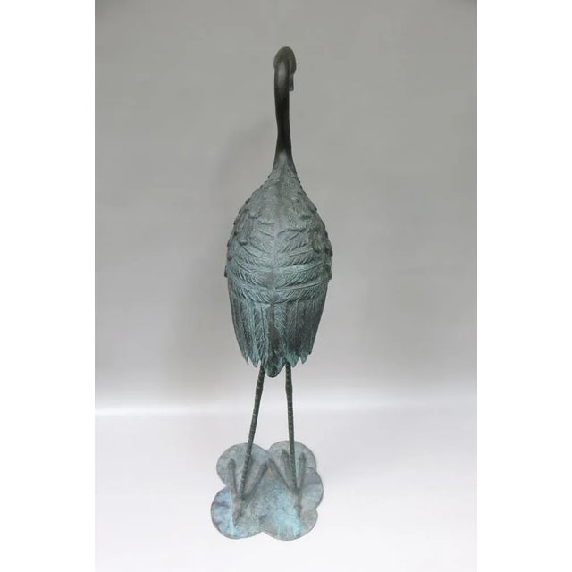 Bronze & Green Patinated Crane Sculptures, 1970s, Set of 2 For Sale - Image 12 of 18