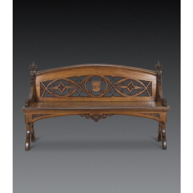 Large English Oak Hall Bench, 1840s For Sale - Image 12 of 12