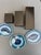 2010s Modern Brazilian Blue Agate Slices on High-Gloss Stand Pedestals - Set of 3 For Sale - Image 5 of 7