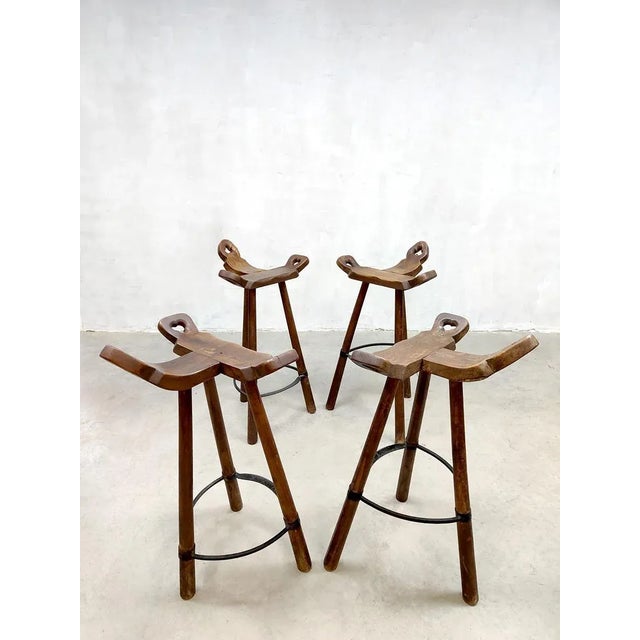 1960s Vintage Brutalist Spanish Bar Stools For Sale - Image 5 of 8