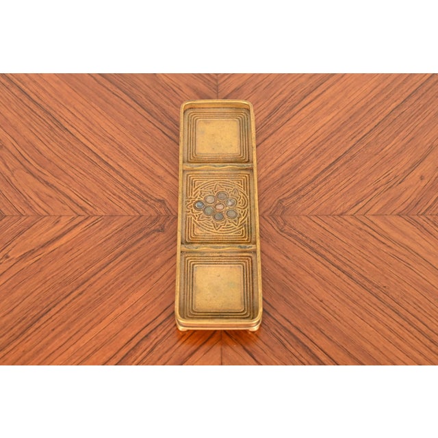 Tiffany Studios New York Bronze Doré and Abalone Pen Tray For Sale In South Bend - Image 6 of 13