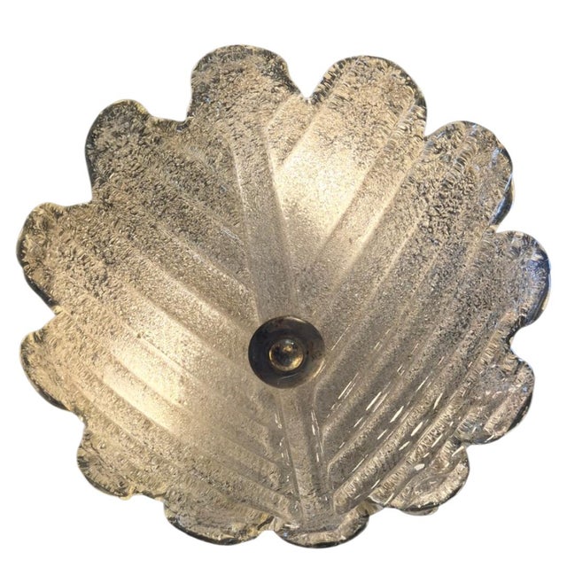 Mid 20th Century Mid 20th Century Mid-Century Modern Italian Murano Gold "Rugiadoso" Art Glass Semi Flush Mount Ceiling Light For Sale - Image 5 of 9