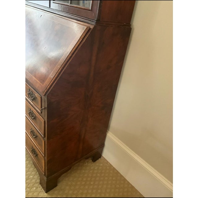 1900 - 1909 1900s Antique Secretary Desk Walnut Bureau Bookcase For Sale - Image 5 of 12