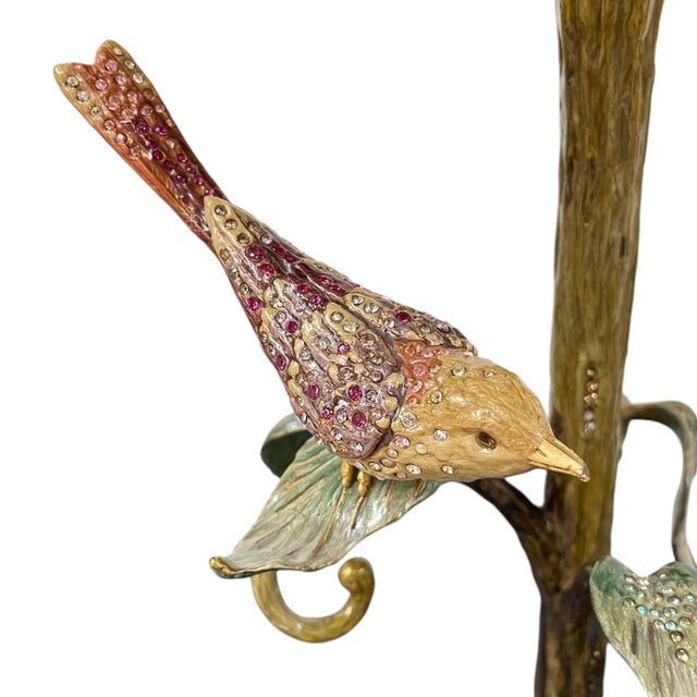 2007 Jay Strongwater Swarovski Crystal Enamel Bird Lamp, Signed For Sale - Image 12 of 14