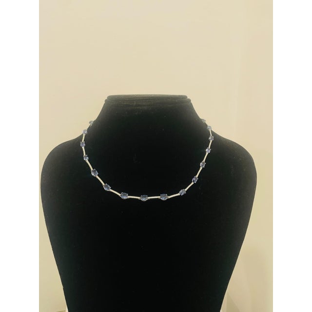 Blue 18k Gold Necklace With 13.10ct Blue Sapphire and 1.17ct Diamonds For Sale - Image 8 of 10