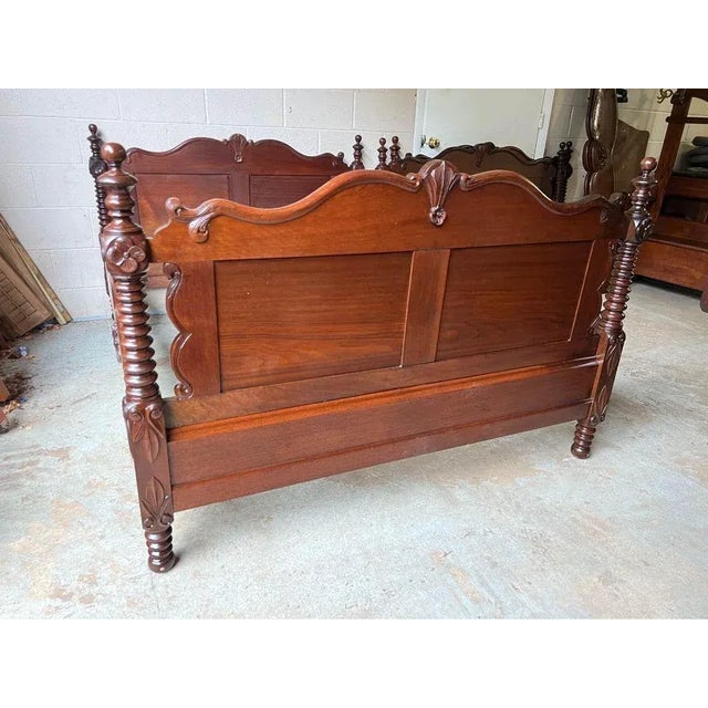 Brown Pair Antique Walnut Full Size Bed Frames. 19th Century For Sale - Image 8 of 12
