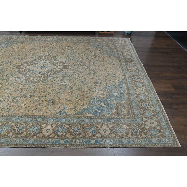 1960s Vintage Persian Handmade Wool Cotton Yellow Area Rug For Sale In San Francisco - Image 6 of 11