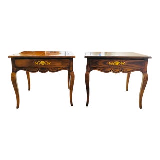 Henredon Walnut Square Accent Tables - a Pair For Sale