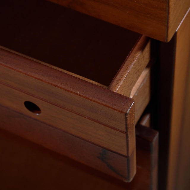 Circular Handles Six Drawer Walnut Sideboard, 1980s For Sale - Image 13 of 17
