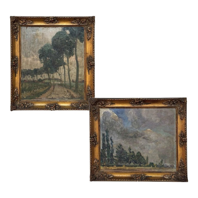 Set of 2 Framed Oil Paintings on Panel by Joseph F. DeCoene For Sale