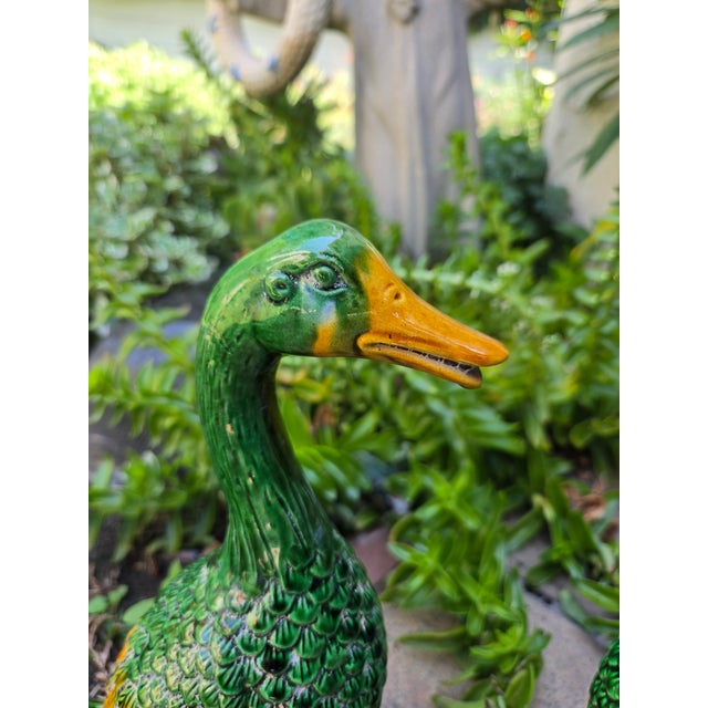 A pair of Majolica ducks. Glazed and in good condition. Indoor or outdoor. Hand made circa 1940