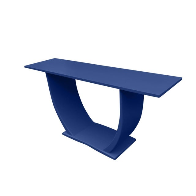 Mid Century Modern Console With Custom Deep Blue Custom Finish For Sale - Image 4 of 4