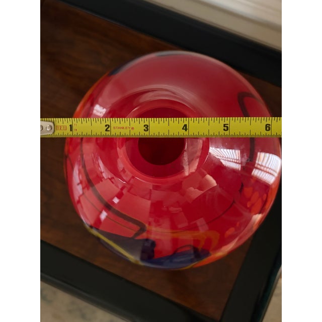Signed Ioan Nemțoi Romanian Hand-Blown Multicolor Art Glass Vase Circa 1990 For Sale - Image 12 of 16