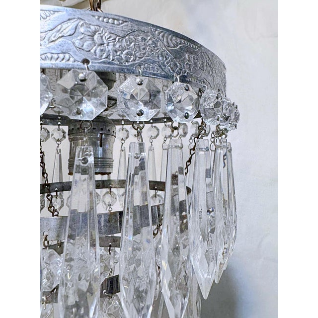 1950s Vintage 1960s Italian Silver Rim Upside Down Layered Chandelier For Sale - Image 5 of 5