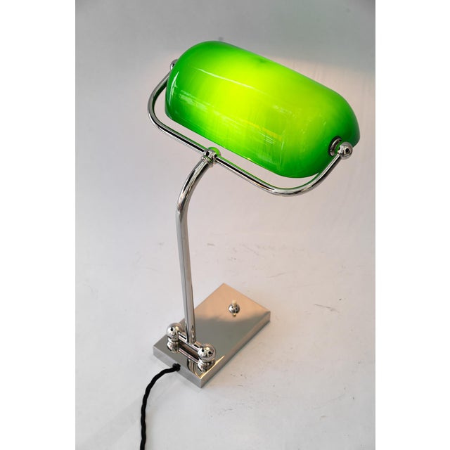 Art Deco Adjustable Nickel-Plated Banker Lamp, Vienna, Austria, 1920s For Sale - Image 10 of 16