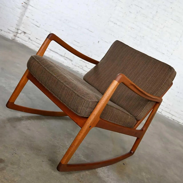Wood Scandinavian Modern Teak Model 120 Rocker Ole Wanscher France & Son John Stuart Co For Sale - Image 7 of 13