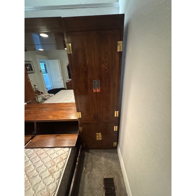 1960s Henredon Campaign Style Bedroom Set For Sale In Tampa - Image 6 of 11