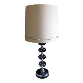 Vintage Chrome & Pressed Glass Table Lamp, 1970s For Sale