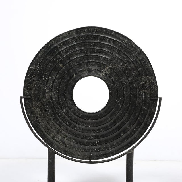 Mid-Century Modern Mid-Century Modernist Bi-Disc Sculpture in Black Sandstone by Holly Hunt For Sale - Image 3 of 13