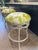Beige Summer Ivory & Lime Iron Scroll Upholstered Counter Stools (Set of 3) For Sale - Image 8 of 11