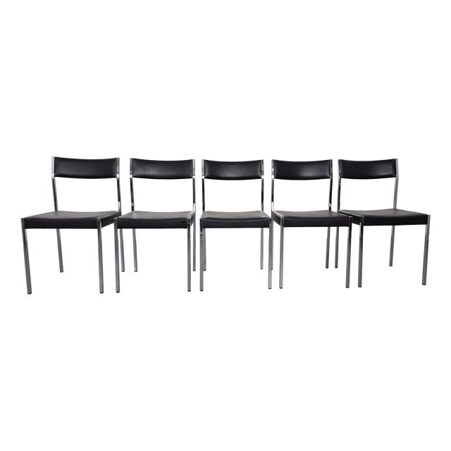 Minimalist Side Chairs by Ernst Lauclair for Girsberger, Switzerland, 1960s, Set of 5 For Sale