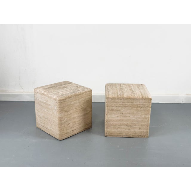 Vintage Travertine Cube Side Table, 1970s For Sale - Image 12 of 12