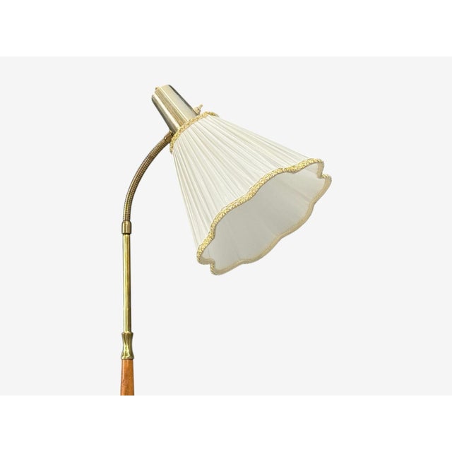 1960s Armaturhantverk Tibro, Floor Lamp, Teak, Brass, Silk For Sale In New York - Image 6 of 14