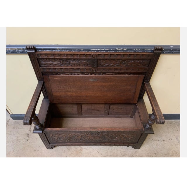 Wood Antique Art Nouveau Bench, 1915 For Sale - Image 7 of 11