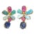 Bochic “Orient” Opal, Ruby & Multi Gem Earrings Set 18k Gold & Silver - 2 Pieces For Sale