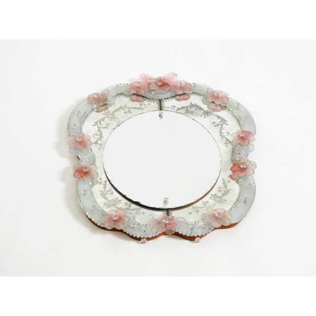 Mid-Century Modern Italian Wall Mirror with Murano Glass Frame and Blossoms, 1960s For Sale - Image 6 of 18
