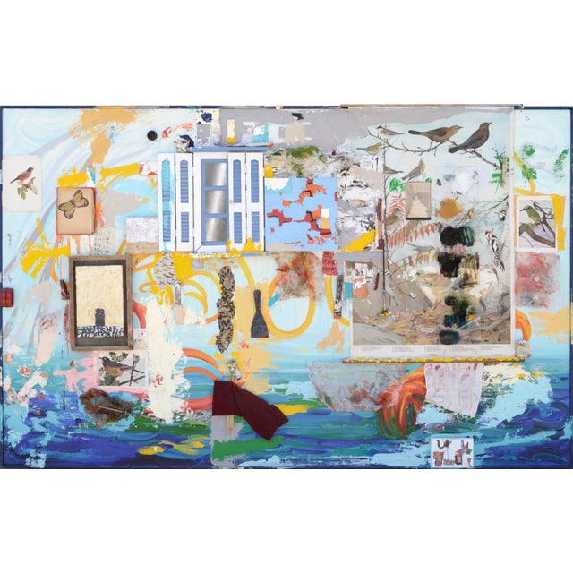 Contemporary Abstract Mixed-Media Assemblage with Mirror on Monumental Canvas by Michael Pauker, Framed For Sale - Image 12 of 12