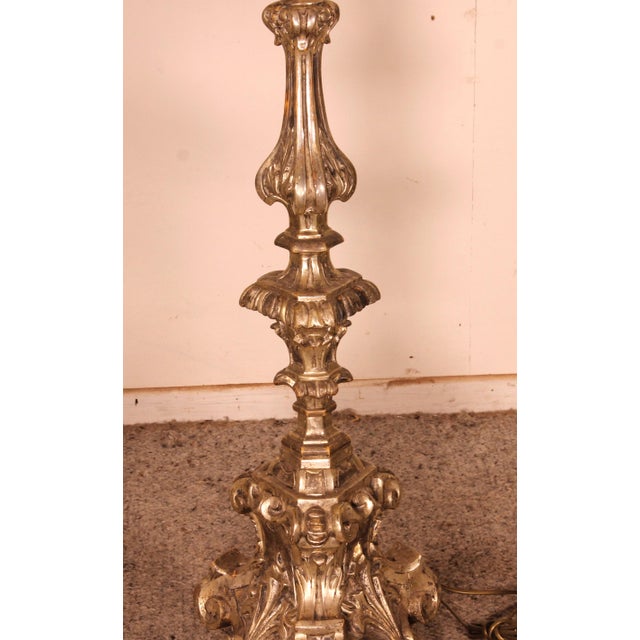 Italian Torcheres in Silver Wood Early 19th Century, Set of 2 For Sale - Image 5 of 9