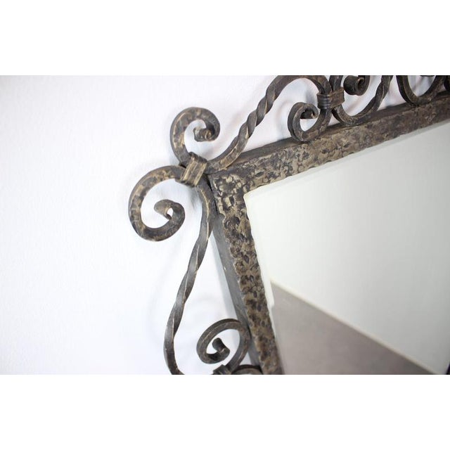 Mid-Century Ornamental Forged Metal Mirror from Moko Praha, Former Czechoslovakia, 1940s For Sale - Image 4 of 16