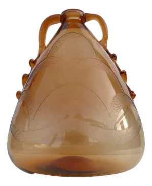 Italian Art Glass Art Deco Murano with Cameo Etched Pattern Vase attributed to Cappellin Vittorio Zecchin