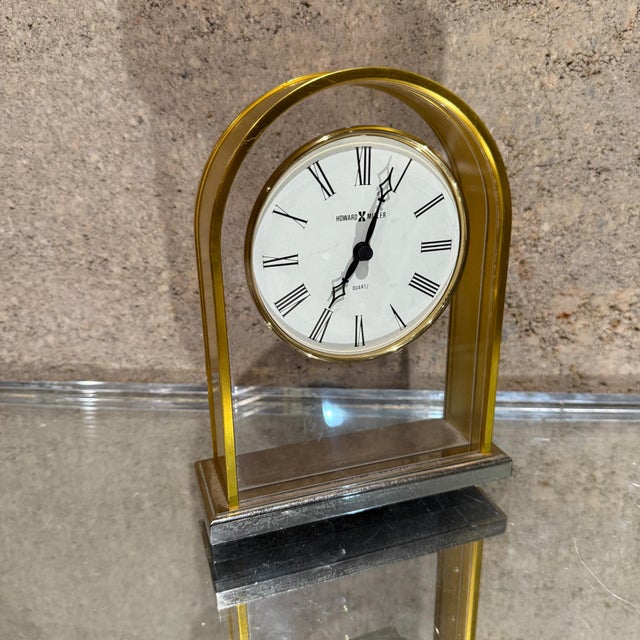 1990s Mid Century Modern Howard MIller Jefferson Tabletop Clock Brass For Sale - Image 5 of 8