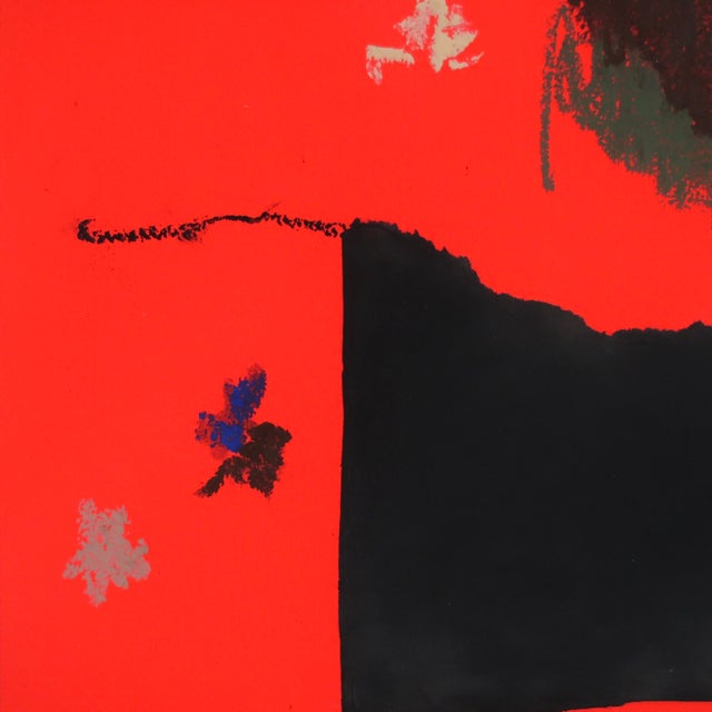 "My Hands Are Too Small to Hold the Earth" Contemporary Fluorescent Red Abstract Painting on Paper by Casey R Klein For Sale In Tulsa - Image 6 of 11