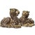 Garcia Imports Vintage Italian Ceramic Leopard or Panther Sculptures With Gilt & Rosebud Details (Oversized Pair) For Sale