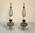 Pair of Mid-Century Modern Murano glass table lamps, Italy circa 1980s. The Italian lamps are made of various elements in...