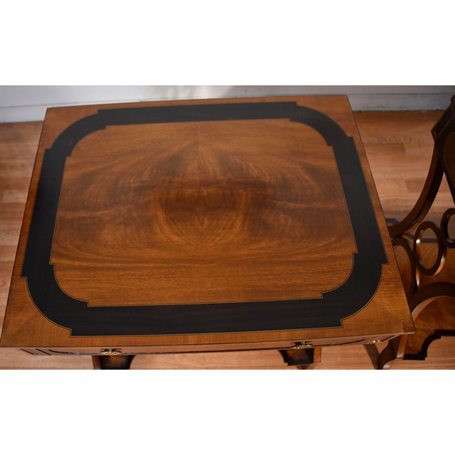 1980s Maitland Smith Regency Style Mahogany Banded Rosewood Pair Side Tables / End Tables For Sale - Image 14 of 18