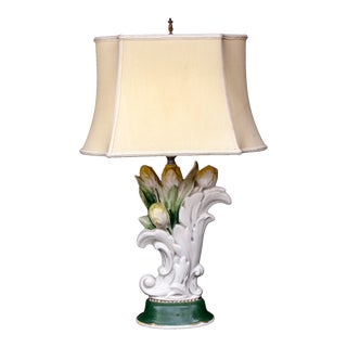 1940s Ceramic Tulip Table Lamp For Sale