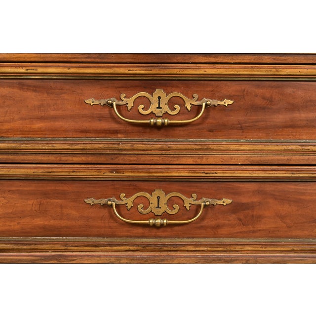 Wood Drexel Heritage French Provincial Louis XV Carved Walnut Armoire Dresser or Linen Press For Sale - Image 7 of 16