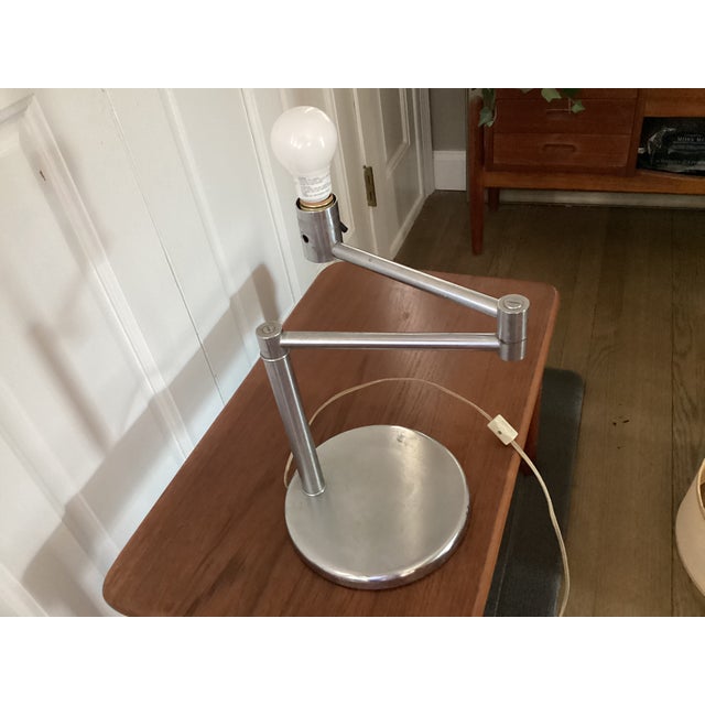 Chrome 1970s Walter Von Nessen Mid Century Modern Swing Arm Chrome Desk Lamp For Sale - Image 8 of 14