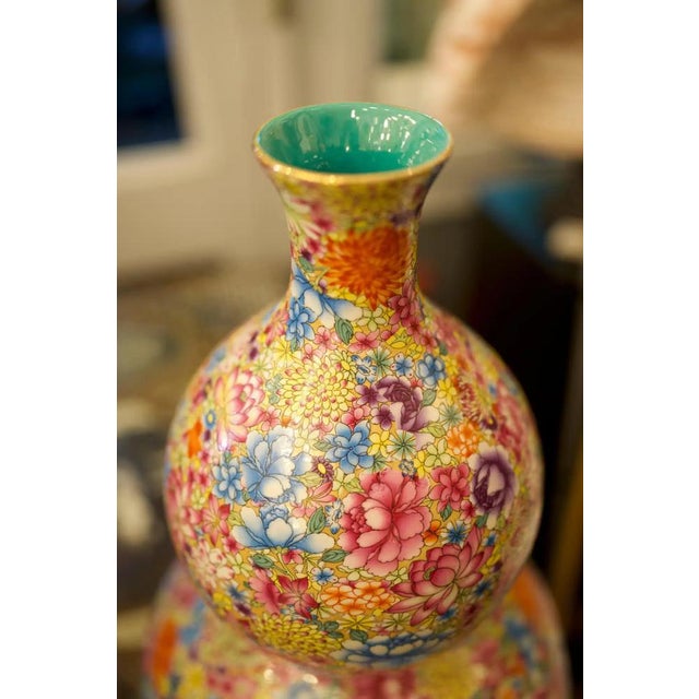 Double-Gourd Mille-Fleur Vases, 20th Century, Set of 2 For Sale - Image 7 of 8