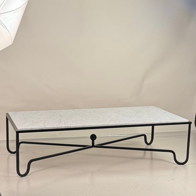 DESIGN FRERES Large Honed White Marble 'Entretoise' Coffee Table by Design Frères For Sale - Image 4 of 9