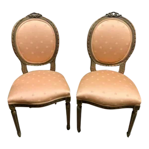 Mid 20th Century Pair of Louis XVI Style Gilt Decorated Side Chairs