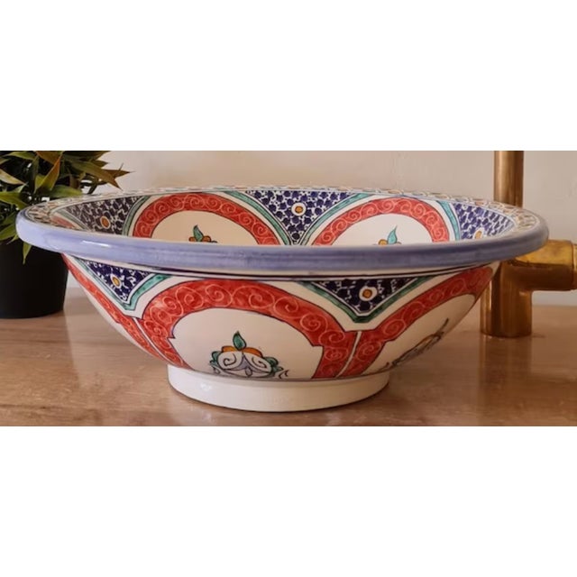 Ceramic Contemporary Boho Farmhouse Inspired Drop-In Bathroom Sink For Sale - Image 7 of 7