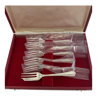 1980s Silver Plated Pastry Forks , La Regence - Set of 6 For Sale